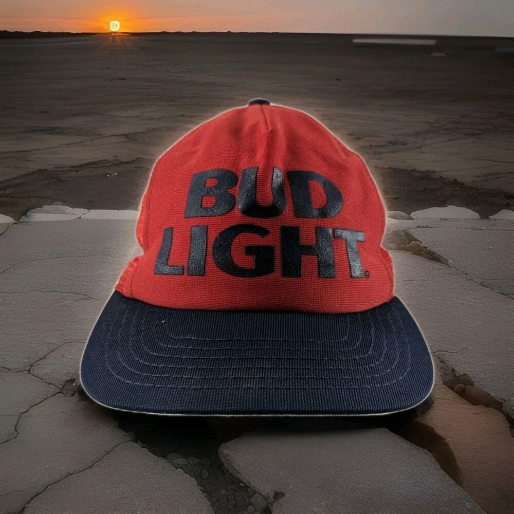 Stylemaster Bud Light Snapback Red & Blue Beer Hat Mesh Trucker Cap Vintage 80s